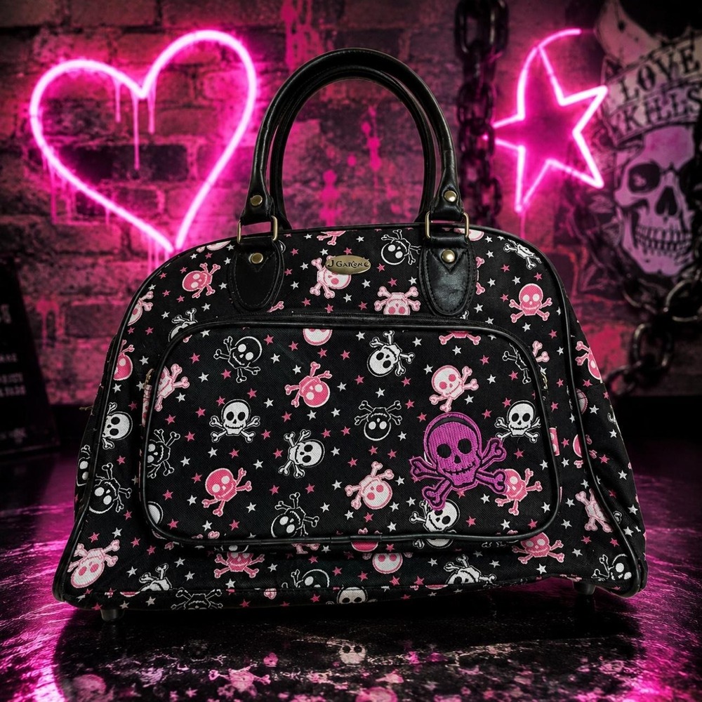 J Garden Pink Skull Duffle Bag Y2K Emo Mall Goth Punk Gyaru Weekender OS